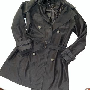 New Look Black Belted Trench Coat / Rain Coat  - size 6